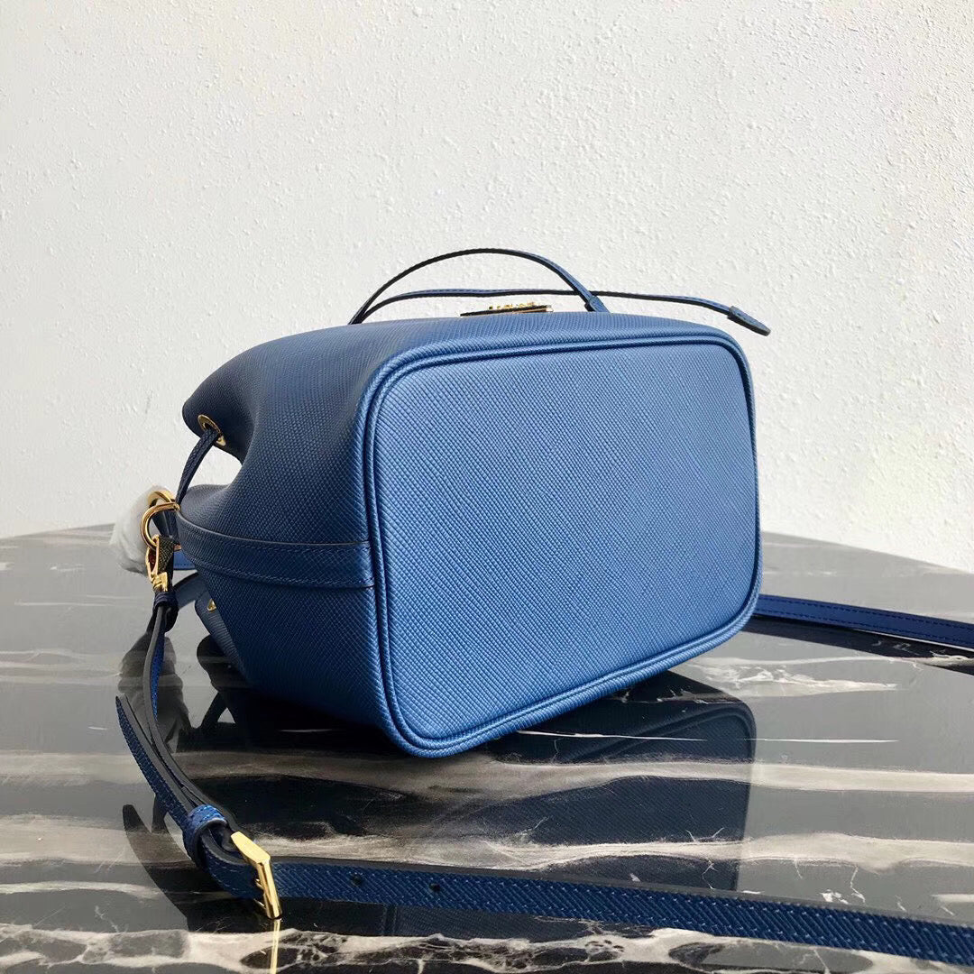 Prada Bucket Bag In Blue Saffiano Leather