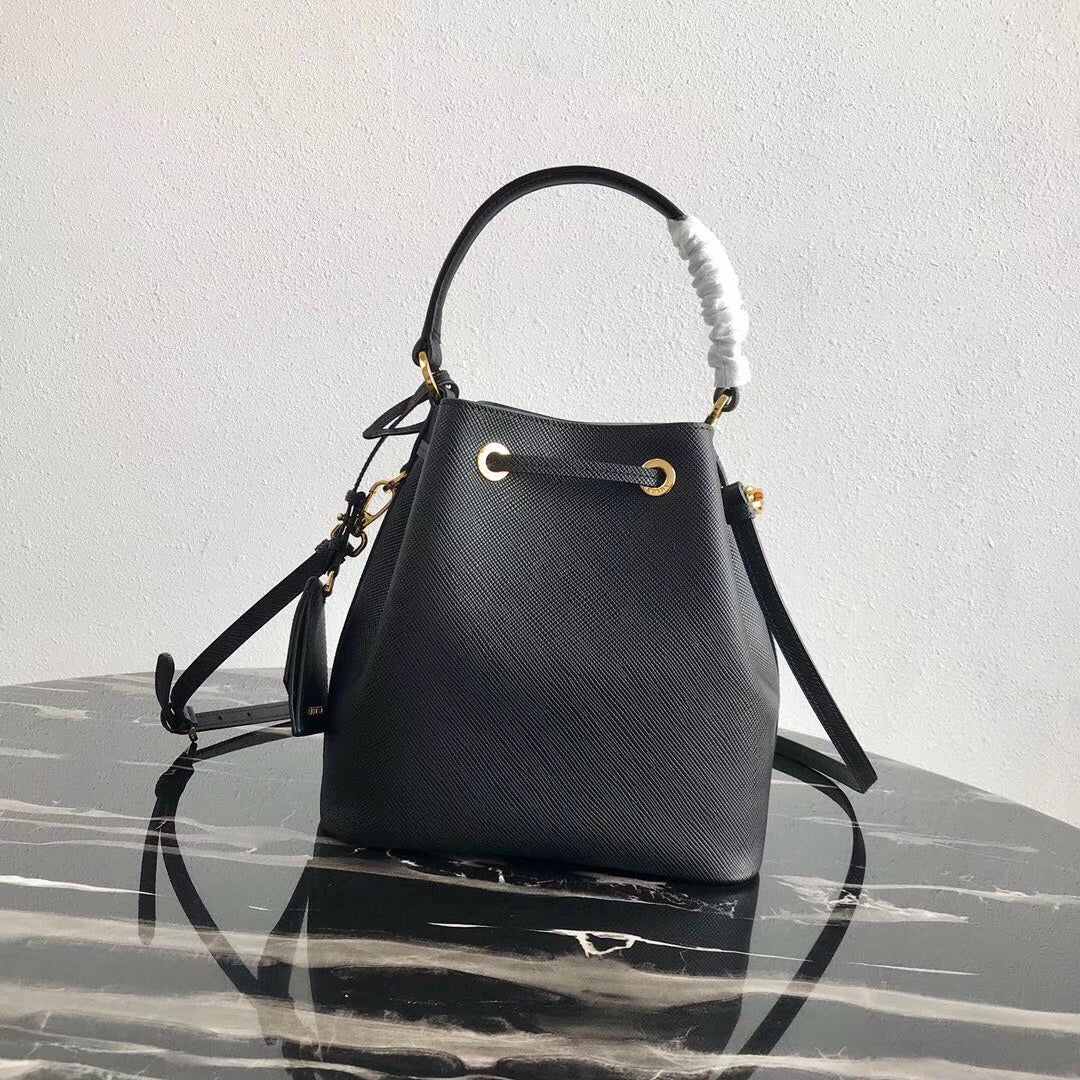 Prada Bucket Bag In Black Saffiano Leather