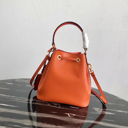 Prada Bucket Bag In Orange Saffiano Leather