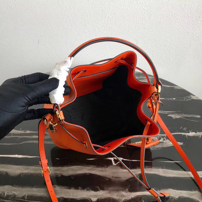 Prada Bucket Bag In Orange Saffiano Leather