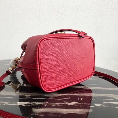 Prada Bucket Bag In Red Saffiano Leather