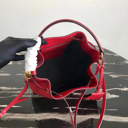 Prada Bucket Bag In Red Saffiano Leather