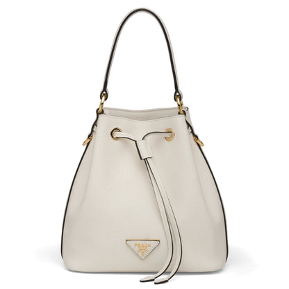 Prada Bucket Bag In White Saffiano Leather