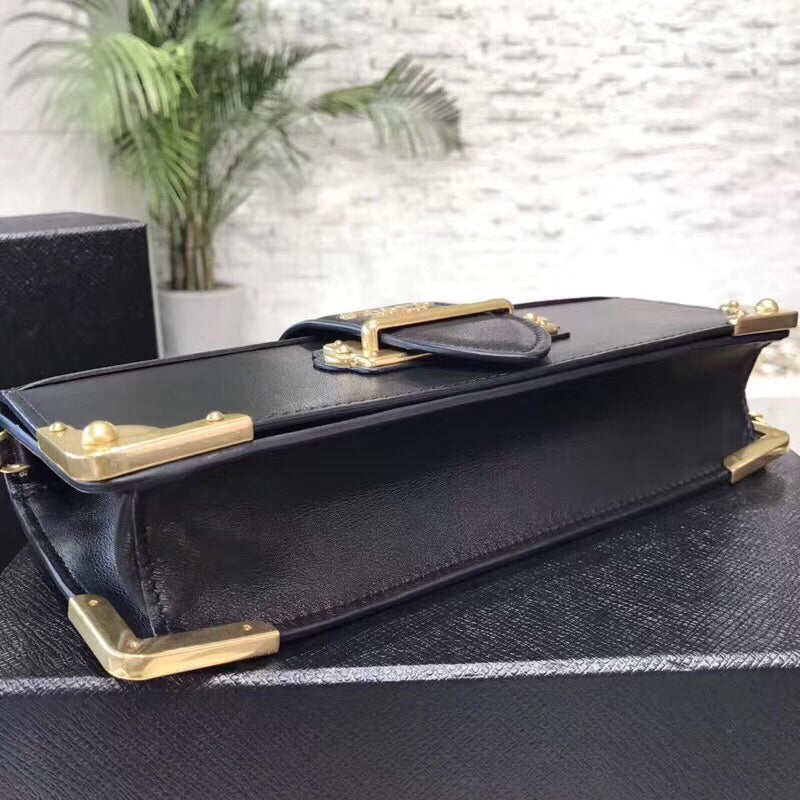 Prada Cahier Clutch In Black Saffiano Calf Leather