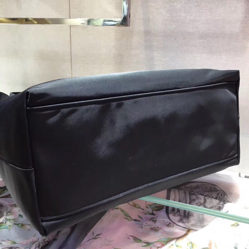 Prada Black Nylon Tote Bag With Studded Handles