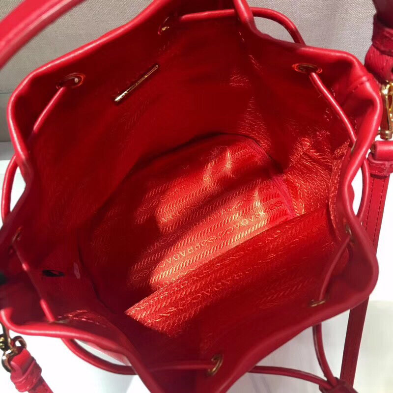 Prada Bucket Bag In Red Calfskin 1BH038