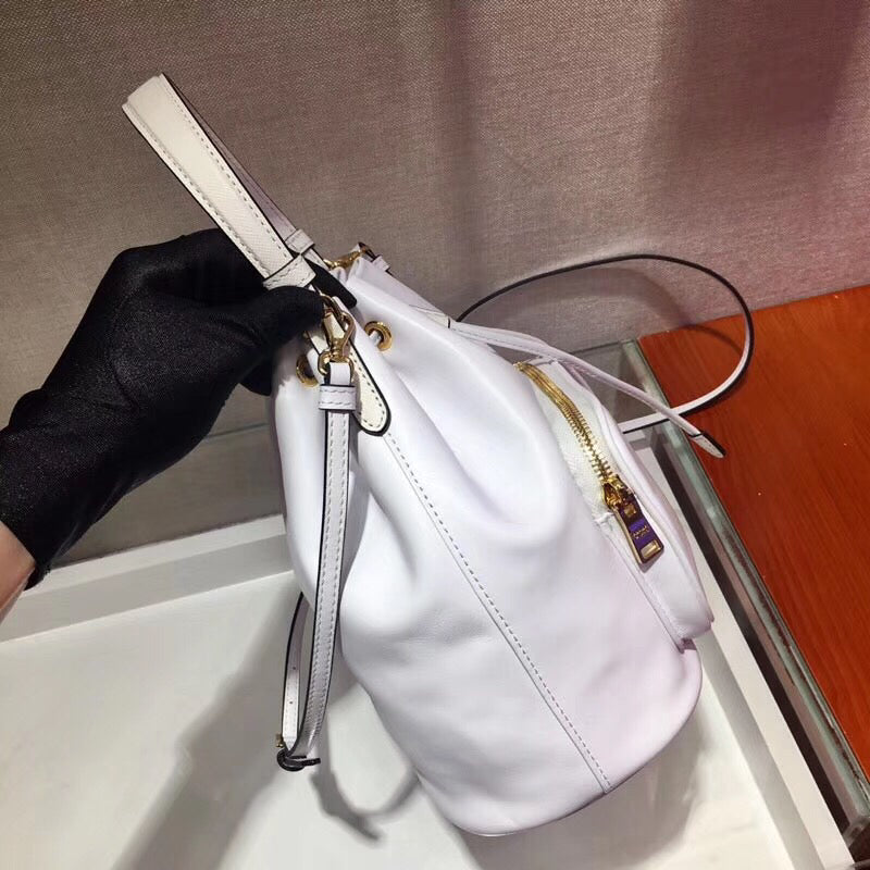 Prada Bucket Bag In White Calfskin 1BH038