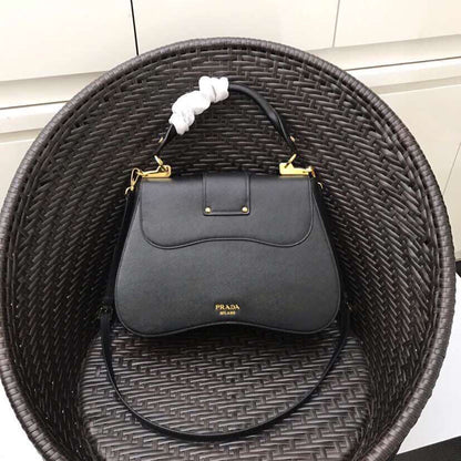 Prada Black Large Sidonie Saffiano Leather Bag