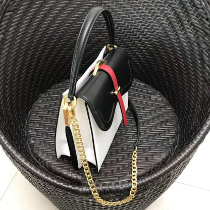 Prada Belle Bag In White/Black Calf Leather