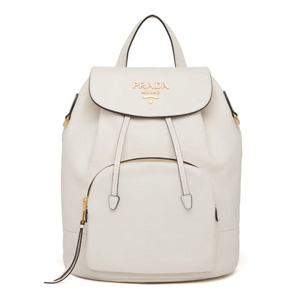 Prada Backpack In White Grained Calfskin