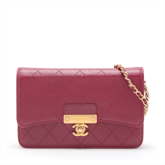 Chanel Mattress Vintage Carf Chain Wallet Bordeaux Gold  26th