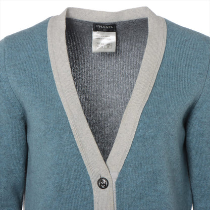 Chanel Coconut Button Casimir Cardigan 34  Blue x Grey P46784