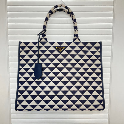 Prada Symbole Embroidered Fabric Tote