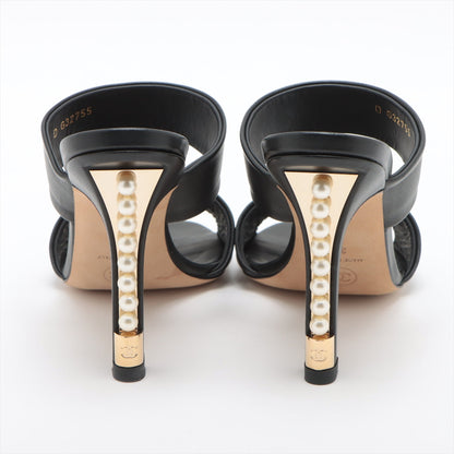 Chanel Coco Leather Sandal 36C  Black G32755  Pearl Box  Bag