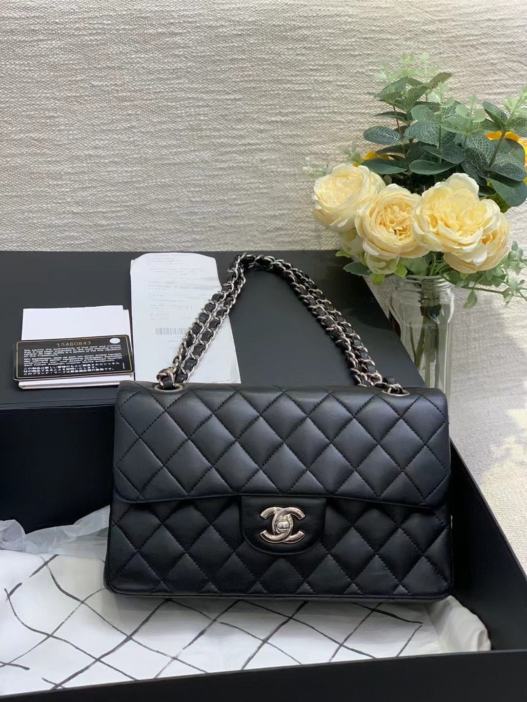 Chanel classic flap CF small black ×cm