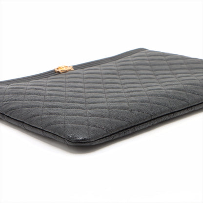 Chanel Boy Chanel Caviar S Clutch Bag Black Gold  25th