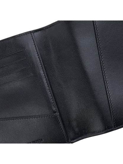 Luxury Bottega Veneta Cassette Half Wallet Black