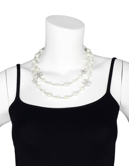 Chanel 2019 42" Faux Pearl/Crystal CC Necklace