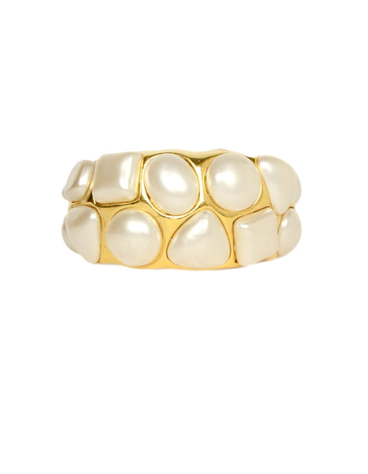 Chanel Vintage Geometric Faux Pearl Cuff
