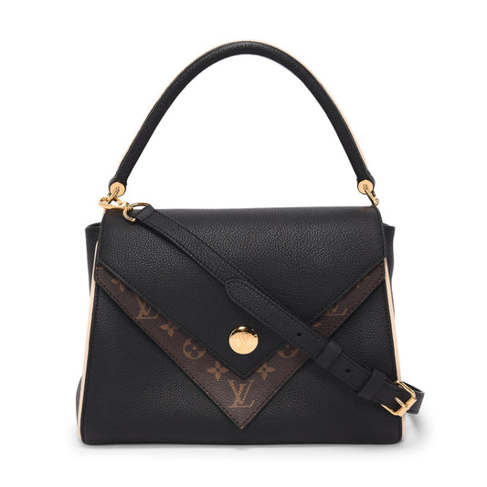 Louis Vuitton Black Grained Calfskin & Monogram Double V Bag