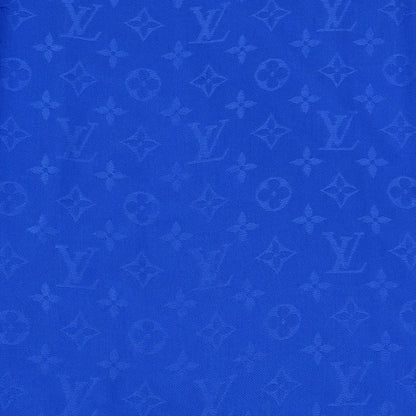 Louis Vuitton Blue Silk & Wool Monogram Classic Fringed Shawl