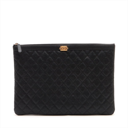 Chanel Boy Chanel Caviar S Clutch Bag Black Gold  25th