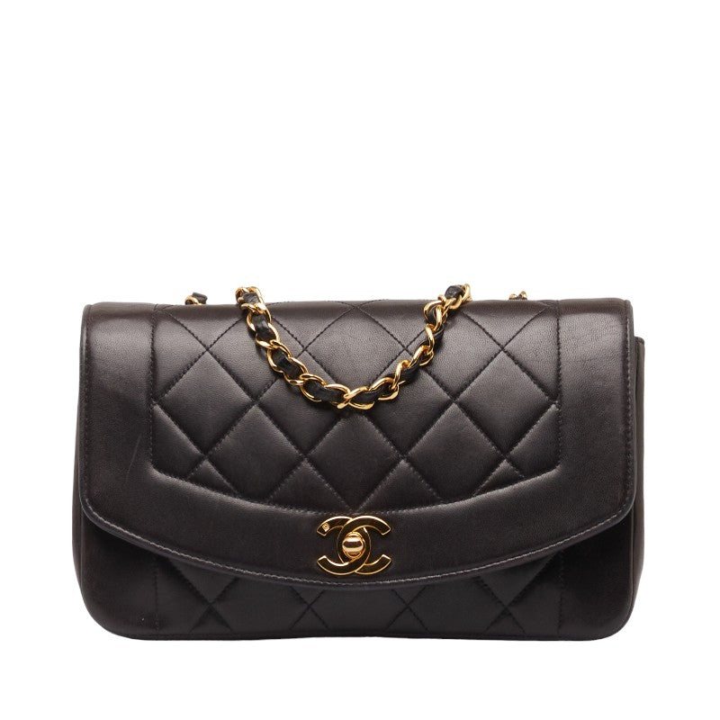 Chanel Matrasse Diana 23 Chain Shoulder Bag Black  S Leather  Chanel
