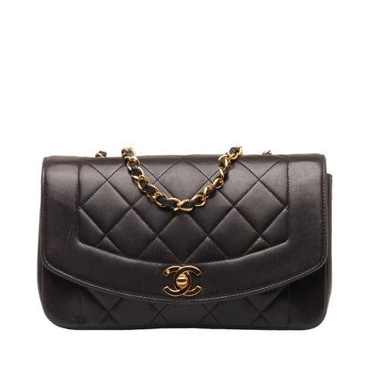 Chanel Diana 23 Chain Shoulder Bag Black Lambskin Leather Ladies Chanel