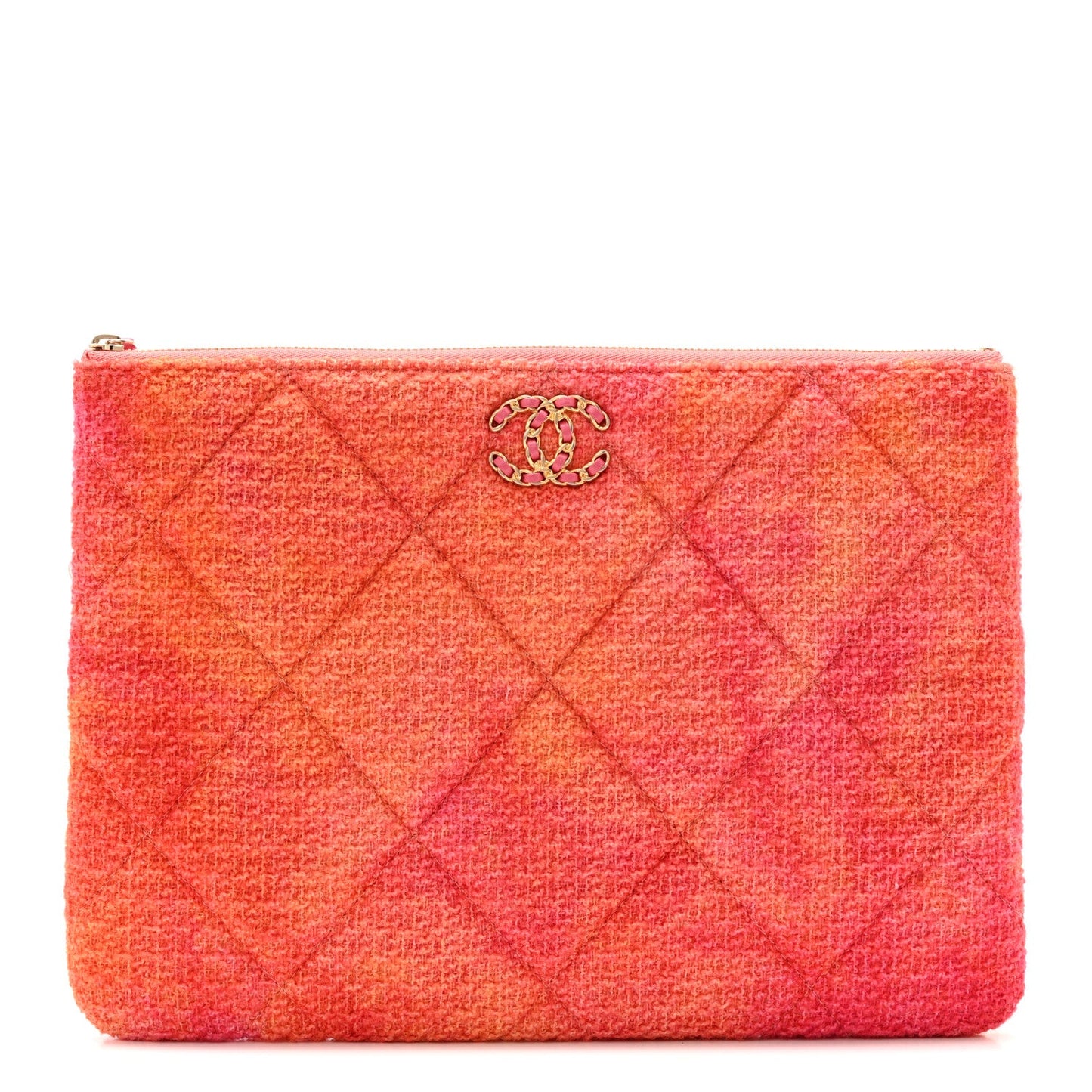 Tweed Large Chanel 19 Cosmetic Case Coral Pink