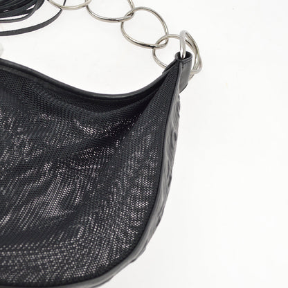 Chanel Black Canvas Fringe Mesh Shoulder Bag
