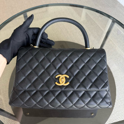 Chanel Coco Handle Medium - Caviar 29CM Quilted Black Gold Hardware Series 23