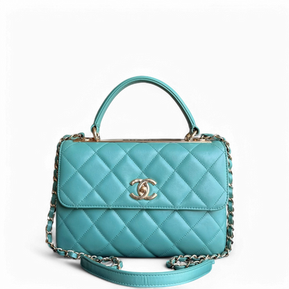 Chanel Trendy CC Small - Quilted Lambskin Cyan Blue Green Gold Hardware Series 20