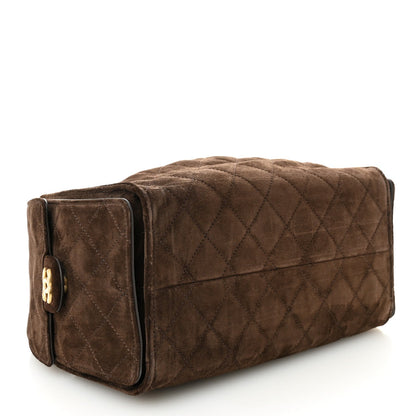 Suede Quilted Small Chanel 25 Handbag Dark Brown