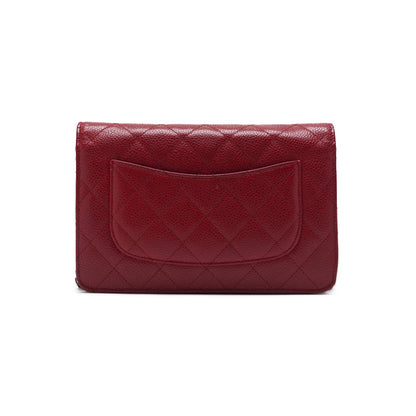 Chanel Matrasse Chain Wallet Caviar S Red (Silver G )  Wallet