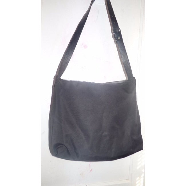 Fendi Vintage Black Leather And Nylon Messenger Bag
