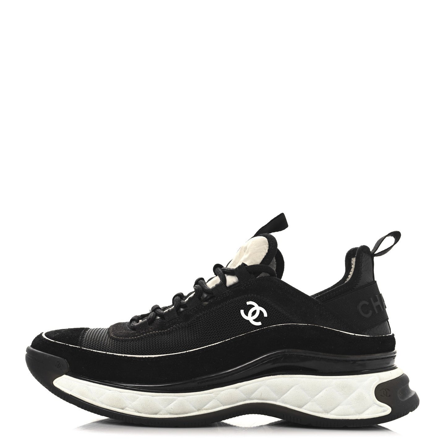 Velvet Calfskin Mixed Fibers CC Sneakers 40 Black