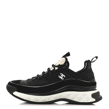 Velvet Calfskin Mixed Fibers CC Sneakers 40 Black