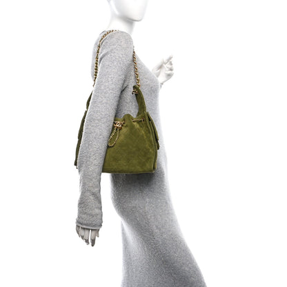 Suede Quilted Small Chanel 25 Handbag Khaki