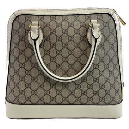 GUCCI GG Supreme 1955 Horsebit Medium Mystic White Top Handle Crossbody