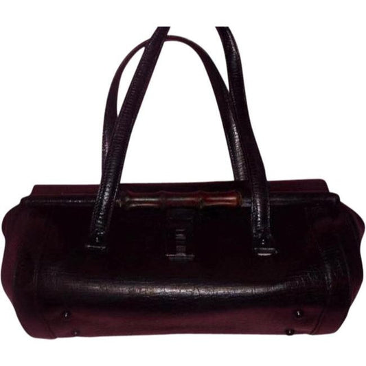 Gucci Vintage Black Leather Bamboo Bullet Bag!