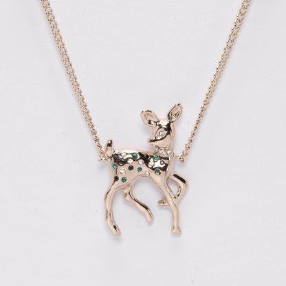 Chanel Light Gold Pearl & Crystal Doe Pendant Necklace