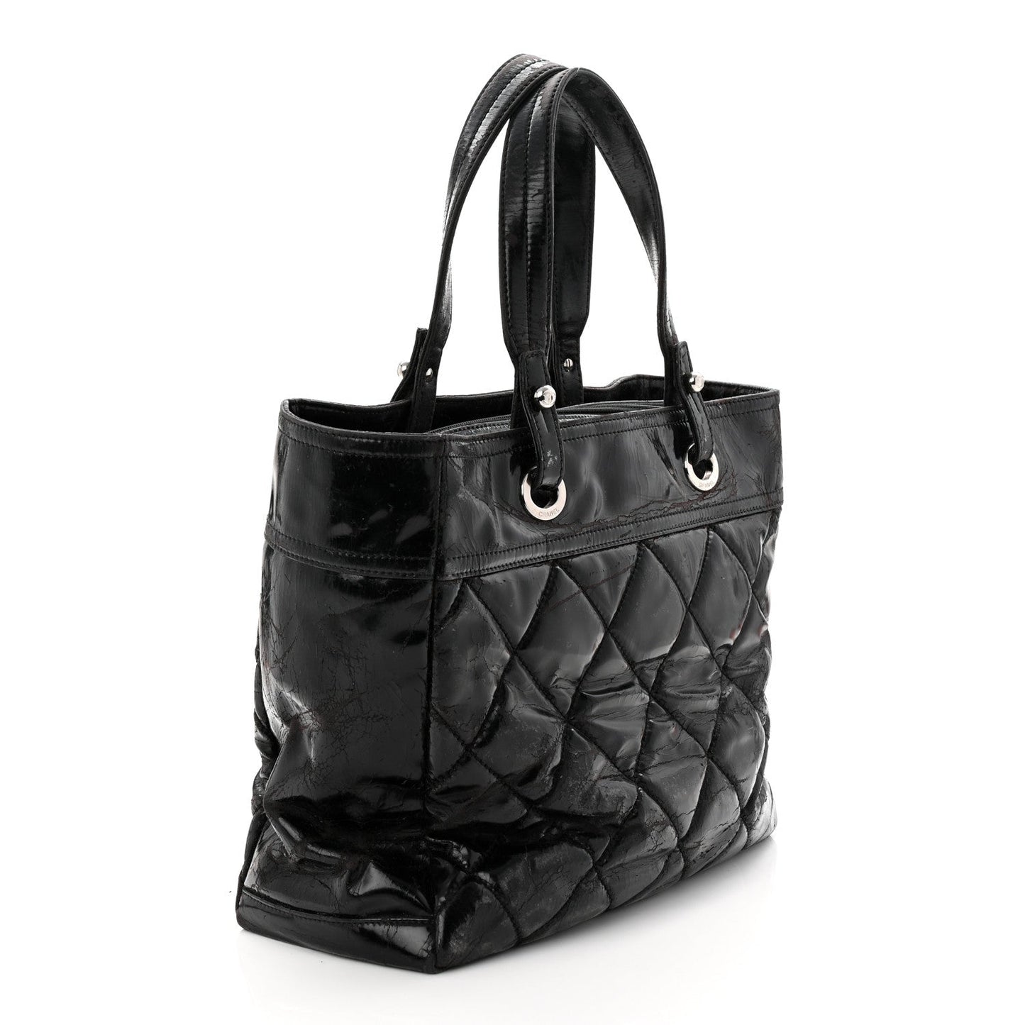 Vinyl Quilted Large Paris Biarritz Tote Black