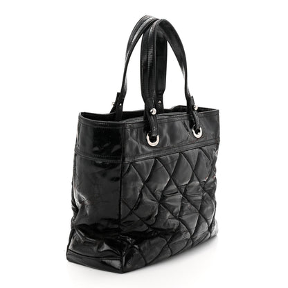 Vinyl Quilted Large Paris Biarritz Tote Black