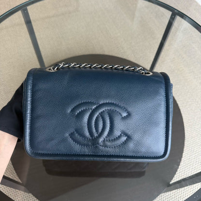 Chanel Seasonal Timeless CC Flap - Caviar 24CM Dark Blue Silver Hardware Series 15