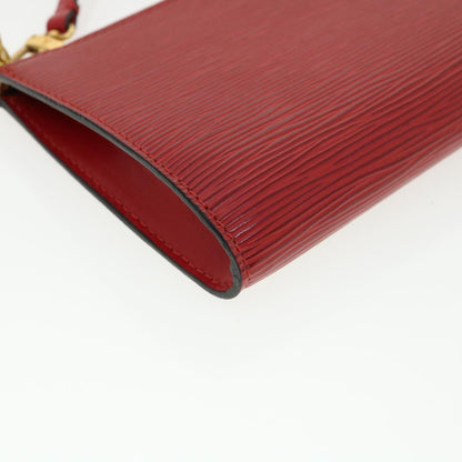 Louis Vuitton Red Leather Pochette accessoires clutch bag