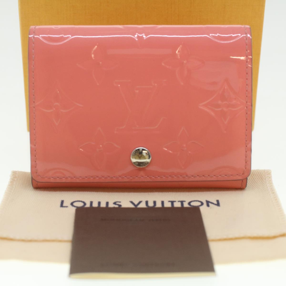 Louis Vuitton Pink Patent leather Enveloppe Carte de visite wallet accessories