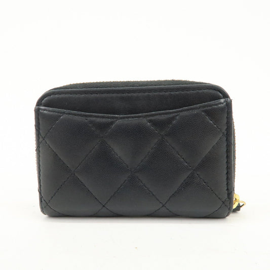 CHANEL Matelasse Lamb Skin Round Zippy Coin Case Black A84511