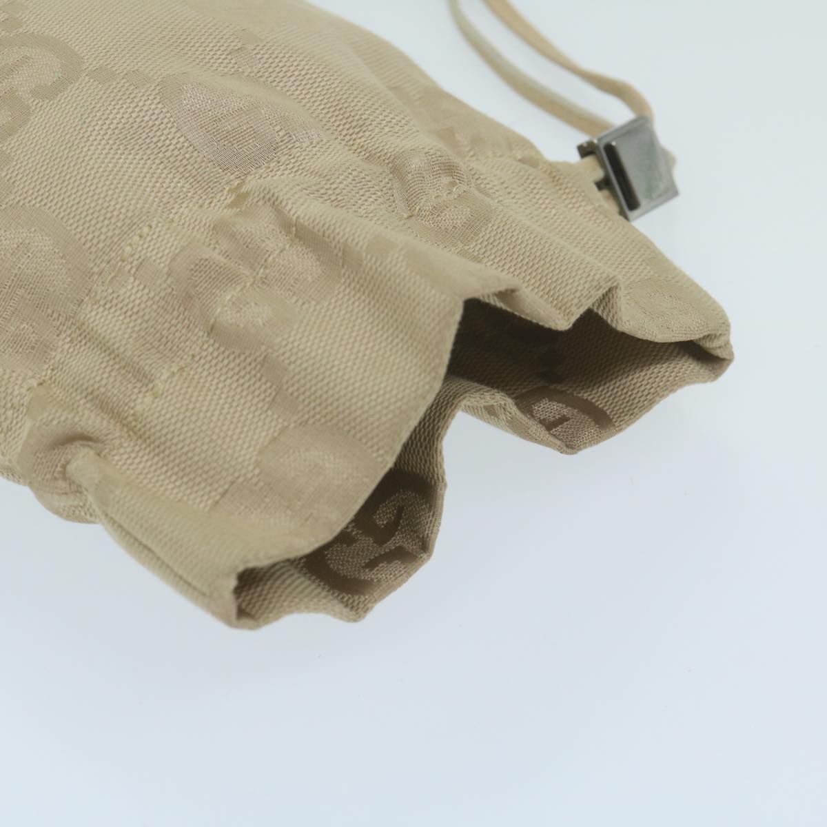 Gucci Drawstring Beige Canvas Clutch Bag