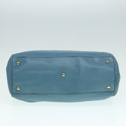 Gucci Bamboo Blue Leather Handbag