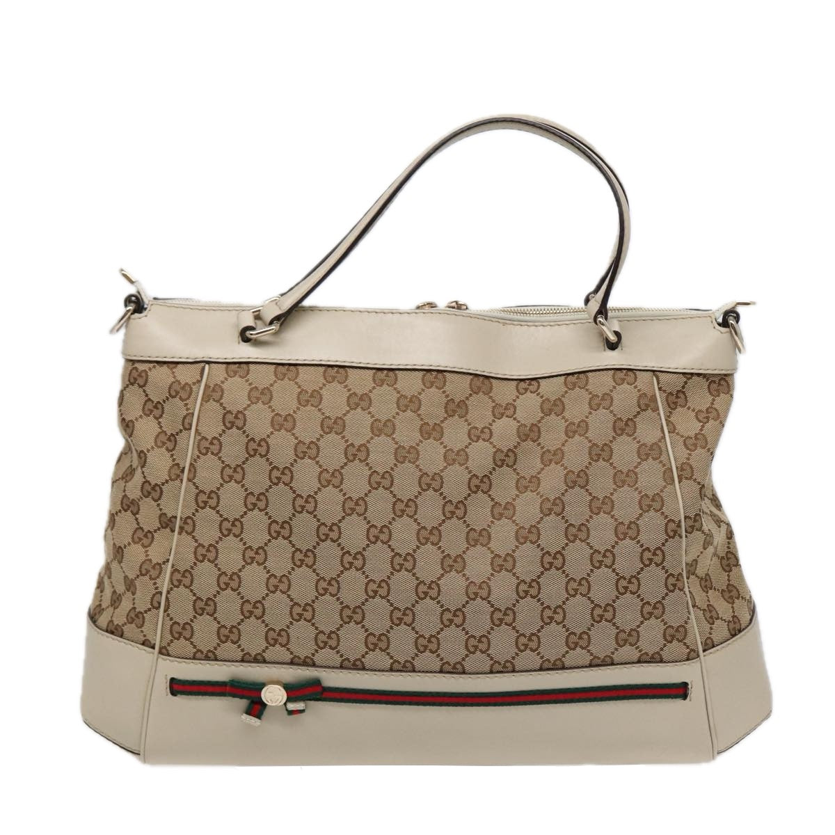 Gucci Sherry Beige Canvas Tote Bag ()
